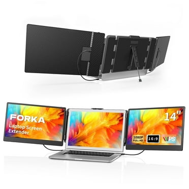 FORKA Laptop Screen Extender Monitor - 14" Portable IPS FHD 1080P, HDMI/USB-A/Type-C, 15.94" Max Length, Compatible with Windows & Mac