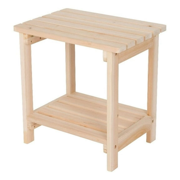 Afuera Living Rectangular Wood End Table Indoor/Outdoor Side Table in Beige