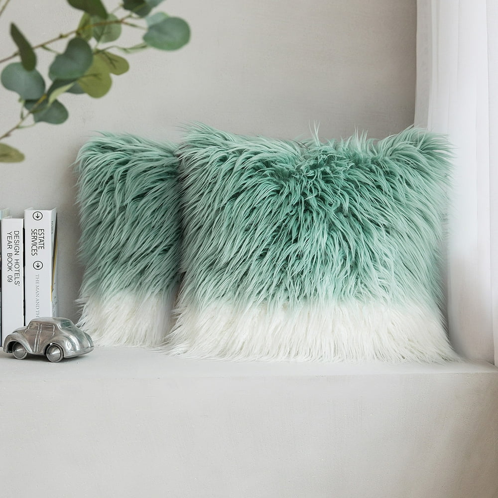 Phantoscope Luxury Mongolian Fluffy Faux Fur Series Square Decorative Throw Pillow Cusion for