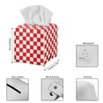 thumbnail image 3 of FUIALDOLG Tissue Box Cover PU Leather Car Tissue Holder Square Waterproof Facial Paper Organizer Dispenser for Bathroom, Vanity Countertop, Tabletop, Red Checkered Pattern, 3 of 7