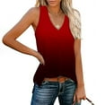 thumbnail image 2 of Hyknon Womens Tank Tops Casual Gradient Color V-neck Sleeveless Summer Tops Loose Fitting Lightweight Flowy Pullover Versatile Tank Tops, 2 of 5