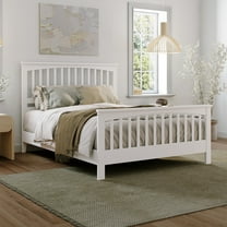 Camilla Queen Wood Low Profile Platform Bed with Matching Footboard in White