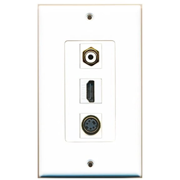 RiteAV - 1 Port HDMI and 1 Port RCA White and 1 Port S-Video Decorative Wall Plate