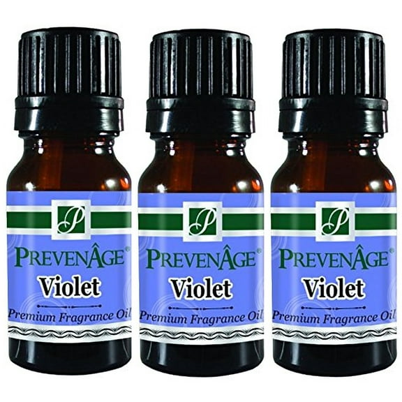 Violet Fragrance Oil Pack of 3 Aromatic Premium Grade Scented Perfume Oil 10 mL / .33 Oz by Prevenage - Set of 3