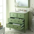 thumbnail image 2 of Benton Collection 34" Distressed Green Cottage Bathroom Vanity with White Marble Top, 2 of 6