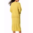 thumbnail image 3 of INSPIRE CHIC Womens' Fall Winter Roundneck Sweater Two Piece Outfit Midi Skirts with Pockets Lounge Set M Light Yellow, 3 of 6