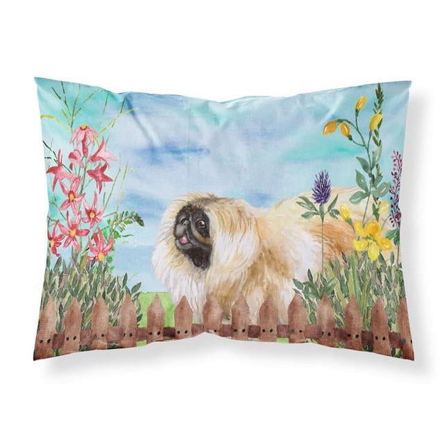 Carolines Treasures CK1243PILLOWCASE Pekingese Spring Fabric Standard Pillowcase