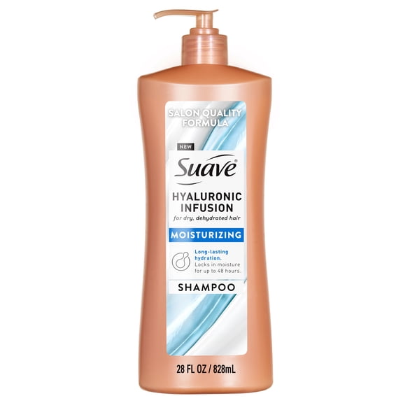 Suave Hyaluronic Infusion Moisturizing Shampoo, Hydrates Dry Hair with Hyaluronic Acid, 28 fl oz