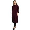 thumbnail image 3 of Bimba Women Nehru Collar Rayon Kurta Kurti Printed Long Sleeve Casual Tuic, 3 of 6