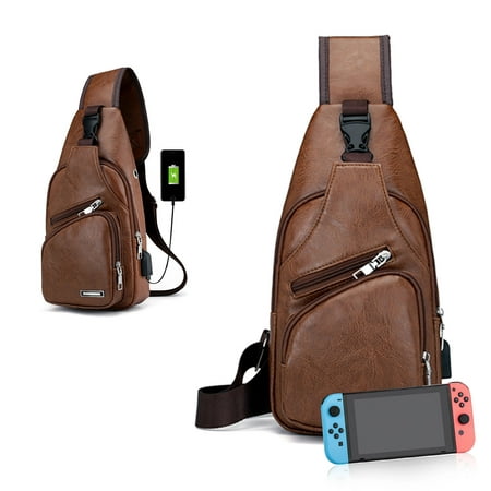 EEEkit Switch Travel Bag with USB Charging Port, for Nintendo Switch Console & Accessories, Protective Storage Sling Backpack Shoulder Bag for Nintendo Switch and