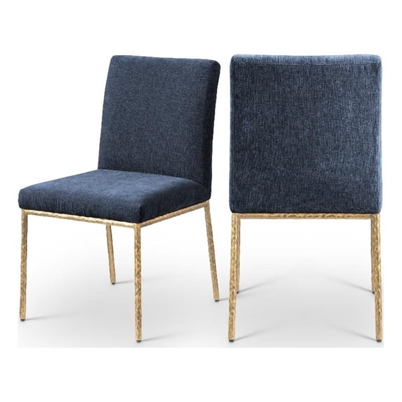 Meridian Furniture Reeves Navy Chenille Fabric Dining Side Chair (Set of 2)