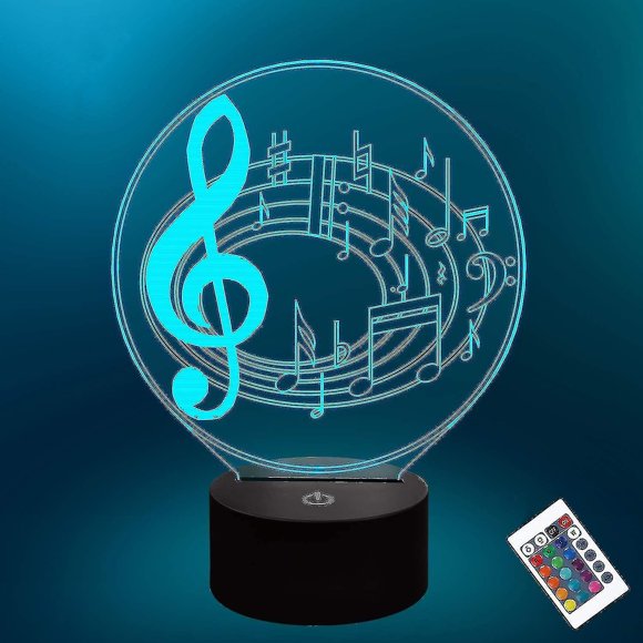 3d Music Note Night Light Illusion Led Lamp,16 Color Change Remote