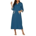 thumbnail image 3 of Avidlove Women Zipper Front Robes 3/4 Sleeve Housecoat Full Length Loungewear Dress with Pocket Long Nightgown Sleepwear Bathrobes, 3 of 5