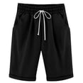 thumbnail image 6 of Aihuaihua Linen Shorts for Women Bermuda Pants Knee Length Long Shorts Solid Color Plus Size Dressy Casual Pull On with Drawstring XL, 6 of 6