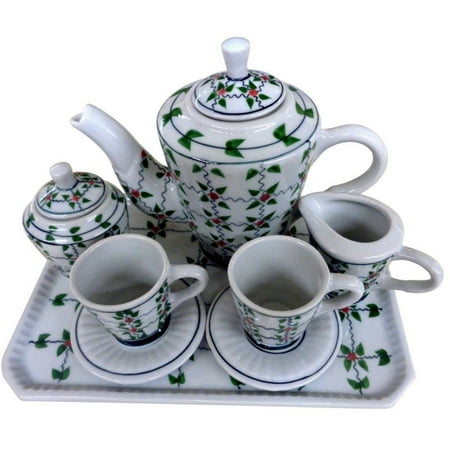 Berry Tea Set - Children's 10 Piece Mini Size Tea Set for Two, Berry Vine