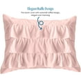 thumbnail image 4 of 500-Thread Count Egyptian Cotton 3-PCs Multi Ruffle Duvet Cover, With Zipper Closure & Corner Ties - OverSize Queen Size ( 98" x 98" ) Inches, (Baby Pink), 4 of 5