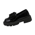 thumbnail image 2 of Miluxas Women's Leather Platform Loafers with Bow - Chunky Trendy Slip-On Dress Shoes for Work & Casual Wear Black 7.5(40), 2 of 9