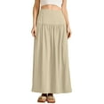 thumbnail image 2 of GEWSEY Women's Flowy Maxi Skirt Petite Regular Extra Long Casual Summer Pleated Skirts with Pockets (Beige, XL), 2 of 5