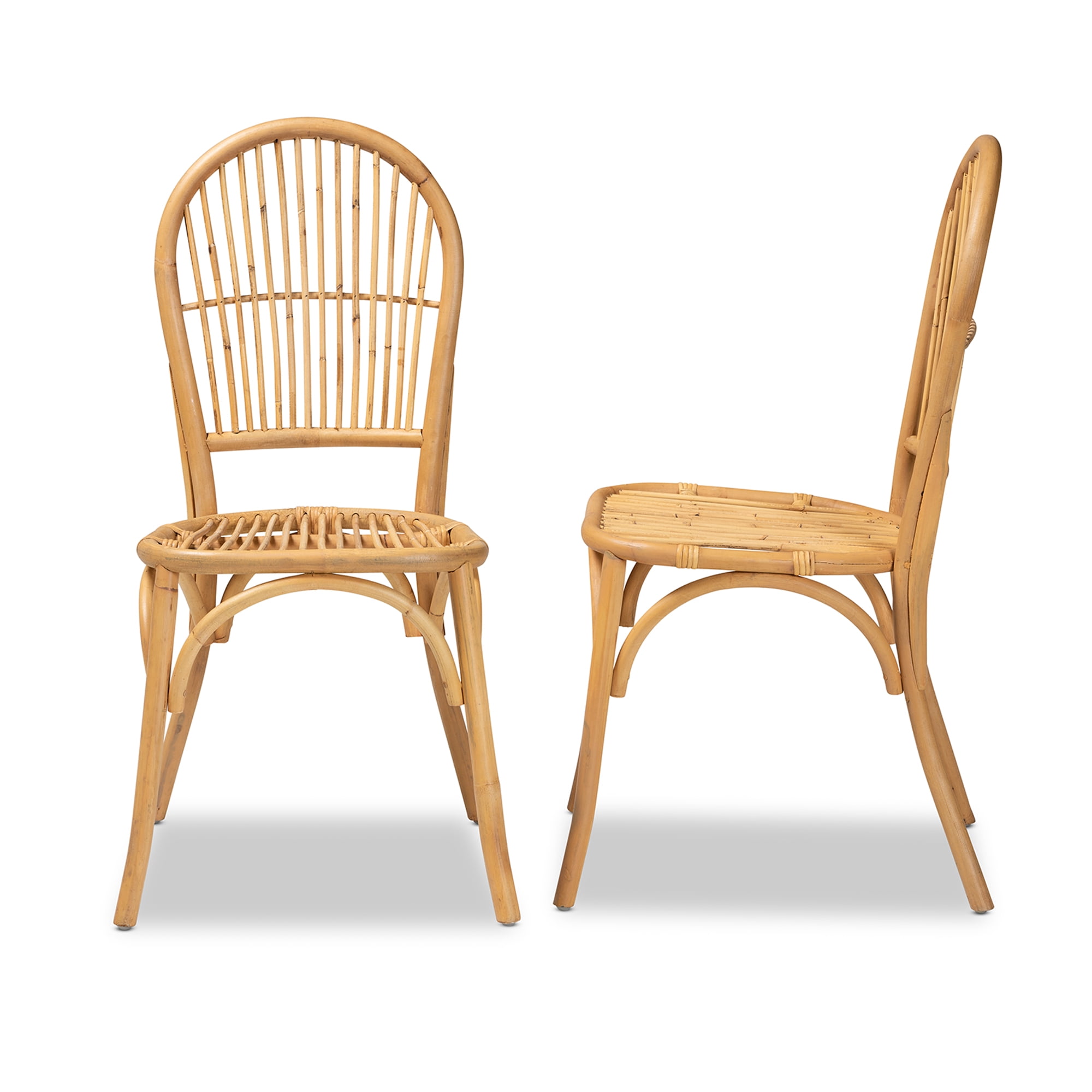 bali & pari Wina Rattan BOHO Dining Chairs, Set of 2, Natural Brown