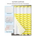 thumbnail image 2 of No Hook Cloth Fabric Shower Curtain with Snap in Liner, Yellow Moire Waterproof Shower Curtains Set with See Through Top Window, Water Ripple Stripe Farmhouse Bath Curtains Shower 48"x72", 2 of 6
