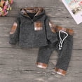 thumbnail image 4 of SYNPOS 3M-3T Baby Boys Clothes Infant Baby Long Sleeve Plaid Pocket Hoodie Tops + Pants Outfit Set 2Pcs, 4 of 10