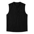 thumbnail image 6 of Lopecy-Sta Tank Tops for Men Stand Collar Half Button Sleeveless Henley Linen Blend Chest Pocket Loose Casual Summer Vests, 6 of 6