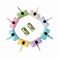 thumbnail image 1 of Biodegradable wheat straw bone-shaped dog poop dispenser, pet cleaning tool. Mixed color bags, eco-friendly dispenser + 1.5mil bags, OP bag packed., 1 of 5