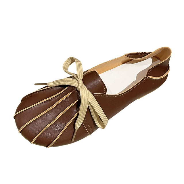 TOWED22 Ballerines Classiques pour Femmes Décontractées Confort à Enfiler Chaussures Plates (Coffee, 7.5)