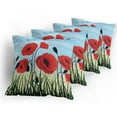 thumbnail image 5 of Ambesonne Poppy Flower Throw Pillow Cover 4 Pack, Digital Drawn Flower, 20", Vermilion Charcoal Grey, 5 of 7