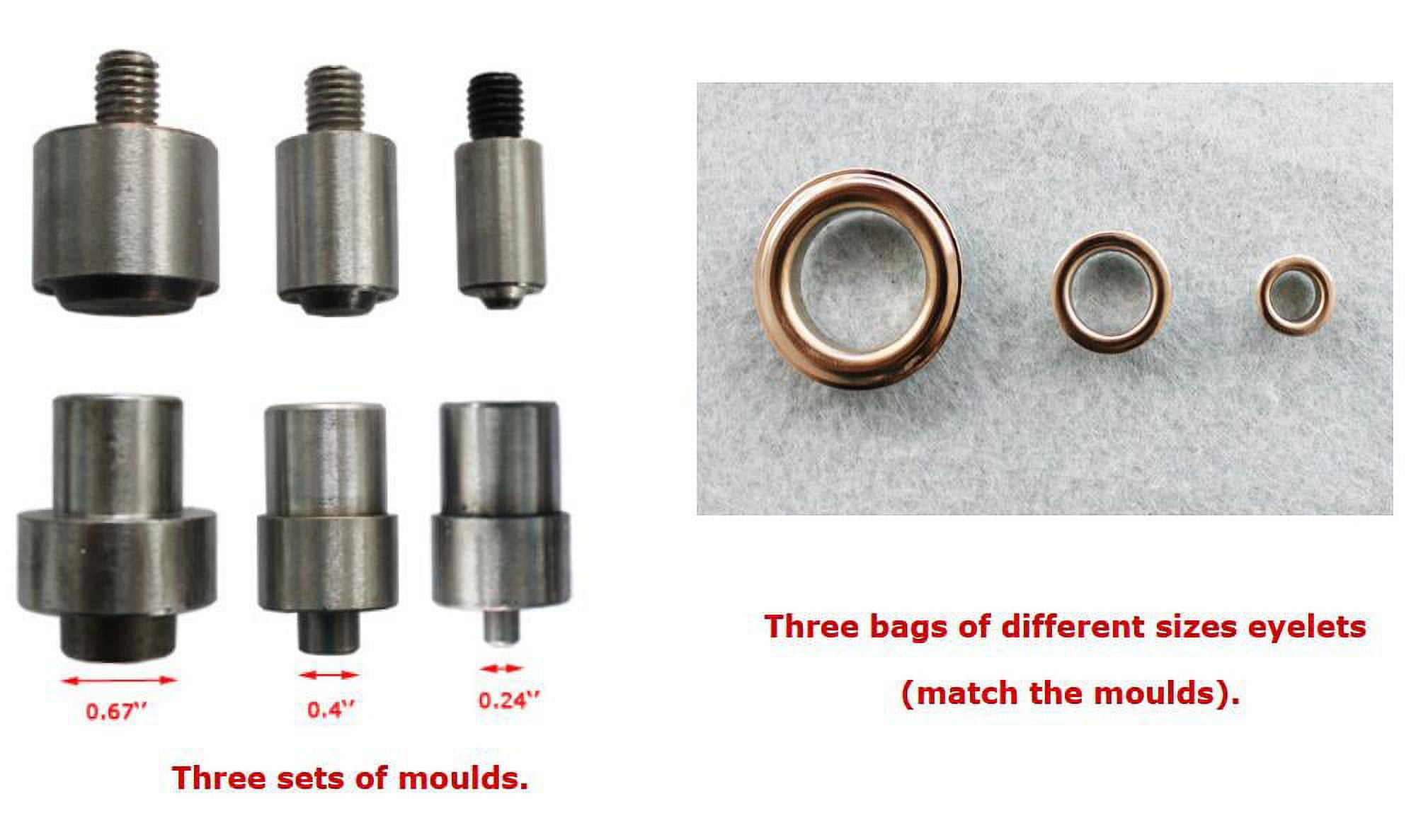 INTBUYING All Metal Manual Grommet Press Machine with 3 Size Die Mould and 1100 Eyelet Banner Supply Kit