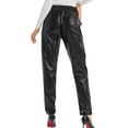 thumbnail image 2 of Women's Faux Leather Pants Casual Pencil Pants with Pockets High Waist Trousers Streetwear, 2 of 7