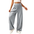 thumbnail image 5 of YABCSAZ Women's Barrel Pants Solid Color Wide Leg Pants Elastic Waist Pants Casual Pants with Pockets for Summer Travel Loose Baggy Trousers, Gifts for Women, 5 of 8