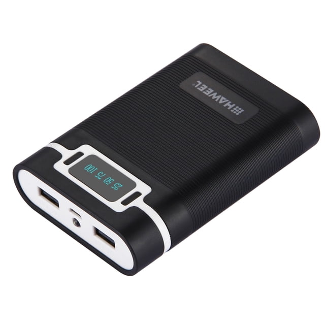 Mistaha Portable DIY Power Bank Shell Box for 4x 18650 Batteries with 2x USB Output & Display Screen - Black
