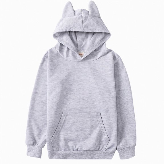 kmaduk Kids Cotton Hoodies Toddler Fall Pullover Hooded Medium Weight Sweatshirts with Pocket for Boys and Girls (Grey, 11-12 Years)