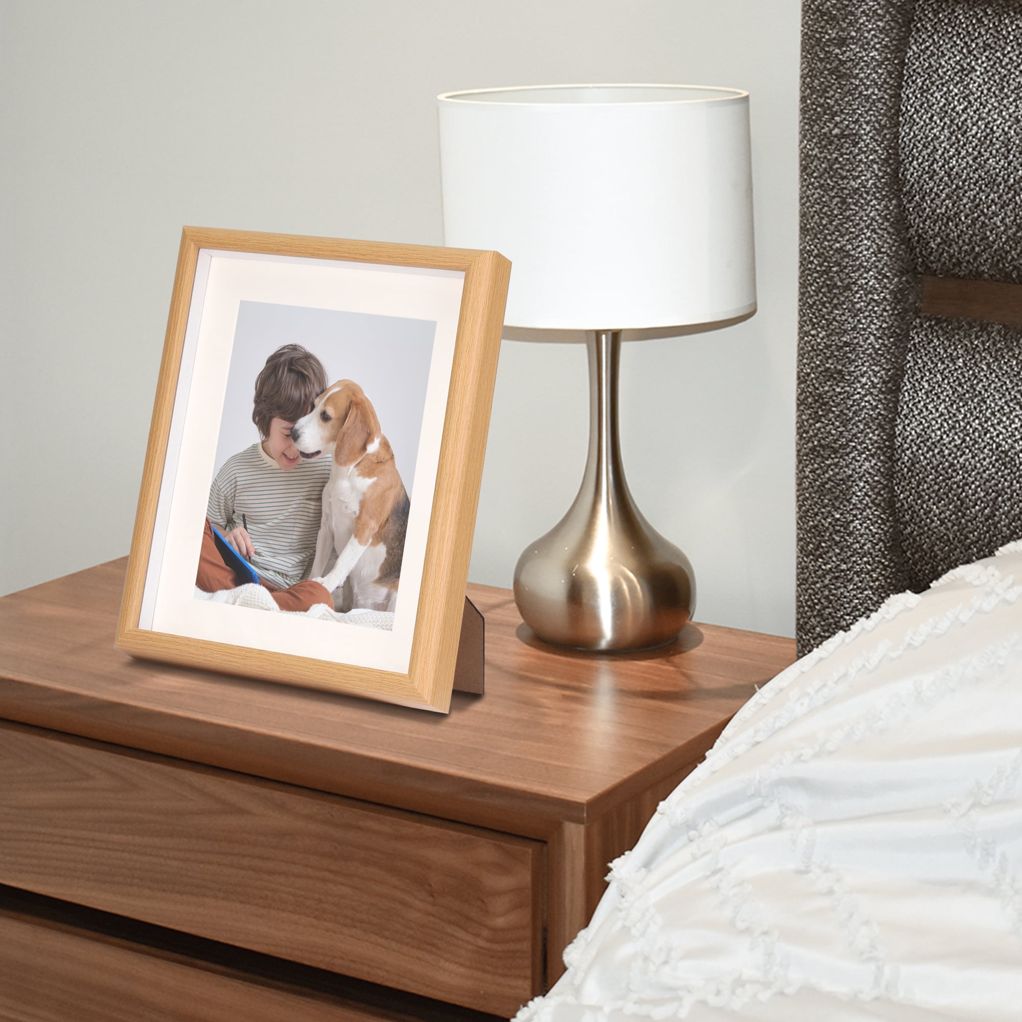 Unique Bargains Picture Frames for Wall Tabletop Display Beige 11.7x16.5
