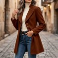 thumbnail image 5 of cocolona Pea Coats for Women Solid Color Elegant Notched Lapel Single Breasted Overcoat Slim Fit Pleated Hem Long Jacket, 5 of 7