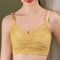 thumbnail image 2 of No Show Bras for Women Push Up Ladies Comfortable Breathable No Underwire Lace Small Bra Woman Underwear V-Neck Padded Bra Feature Hook and Eye Closure T-Shirt Bra Style Y-598 , Yellow M, 2 of 8