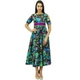 thumbnail image 3 of Bimba Women's Cotton Cold-Shoulder Long Dress With Pom Pom Chic Trendy Clothing, 3 of 8