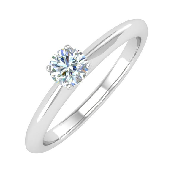 0.2 Carat Prong Set Solitaire Diamond Engagement Ring Band in 14K White Gold (Ring Size 7)