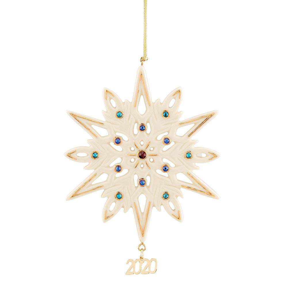 Lenox 2020 Annual Gemmed Snowflake Ornament, 0.35 LB, Ivory