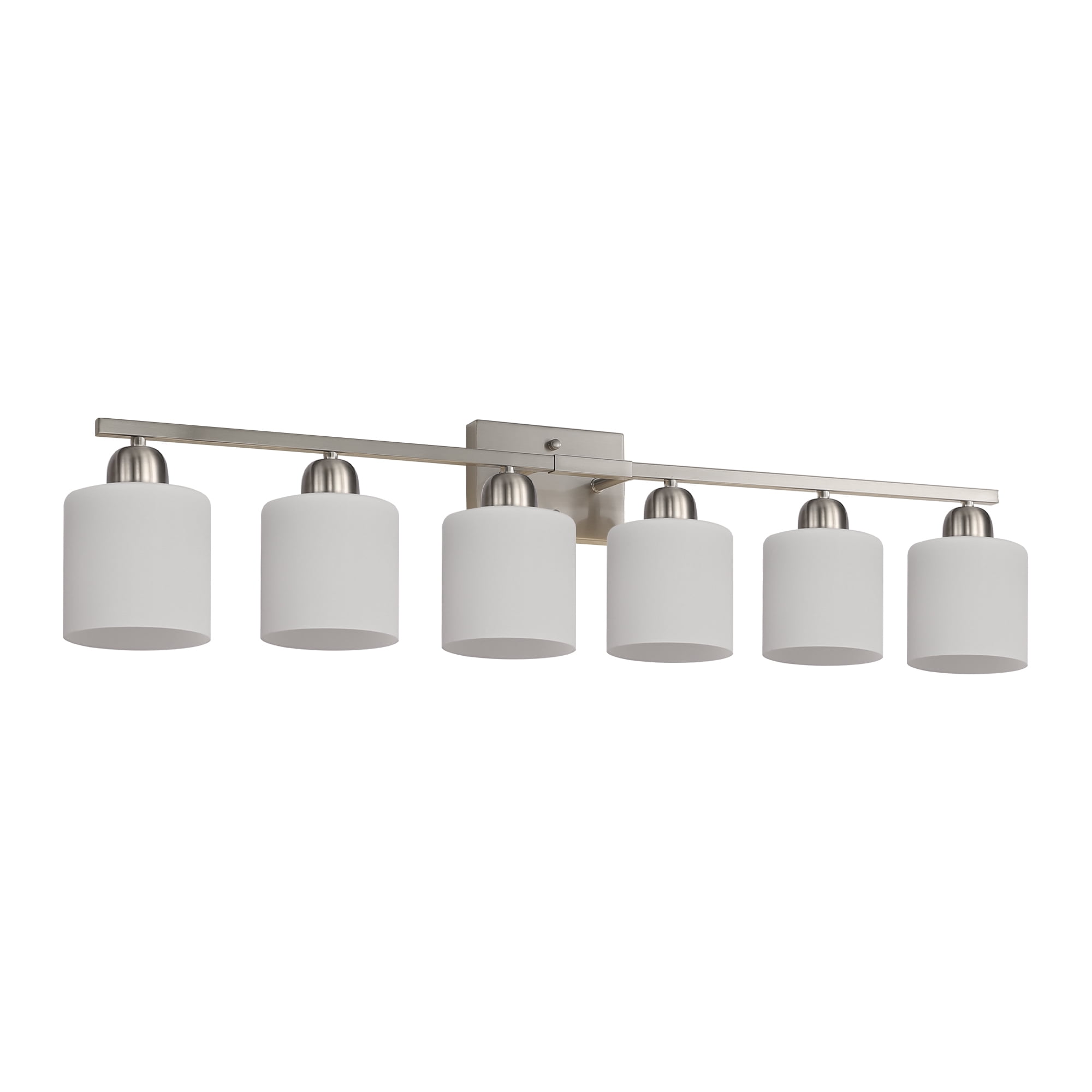 Jopath 6-Light Modern Vanity Light Over Mirror, Wall Sconces with Milky White Frosted Glass Shades for Bathroom, Hallway, or Bedroom Nickel (Bulbs Not Included)