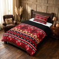 thumbnail image 2 of Manfei Southwestern Aztec Twin Comforter Sets, , Red Black Bedding Set, Black Reversible 2-Piece, 1 Comforter and 1 Pillowcase, 2 of 6