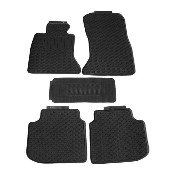Ikon Motorsports Compatible with 11-16 BMW F10 5 Series Latex All Weather Floor Mat Carpet Black
