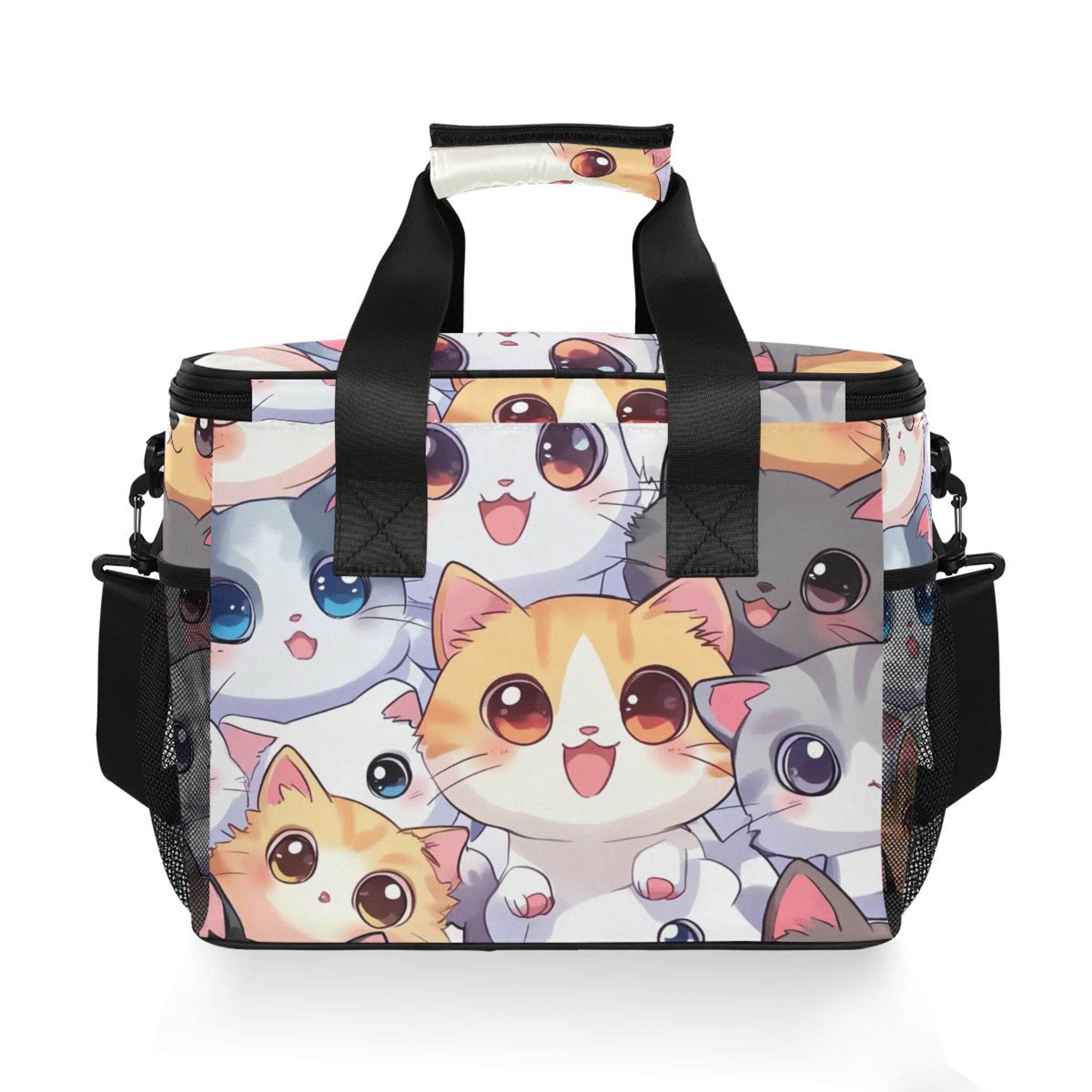 Cartoon Cute Cats Insulated Lunch Bag 15L Cooler Box for Women Men Work Camping Beach Travel