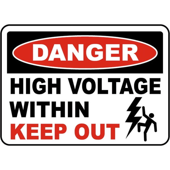 Vinyl Stickers - Danger High Voltage Within Keep Out Sign - Safety and Warning Warehouse Signs Stickers - 3.5" x 5" - 3 Pack