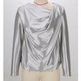 thumbnail image 3 of yievot Women's Long Sleeve Dressy Blouses Satin Silk Shirts Casual Loose Tunic Tops, 3 of 4