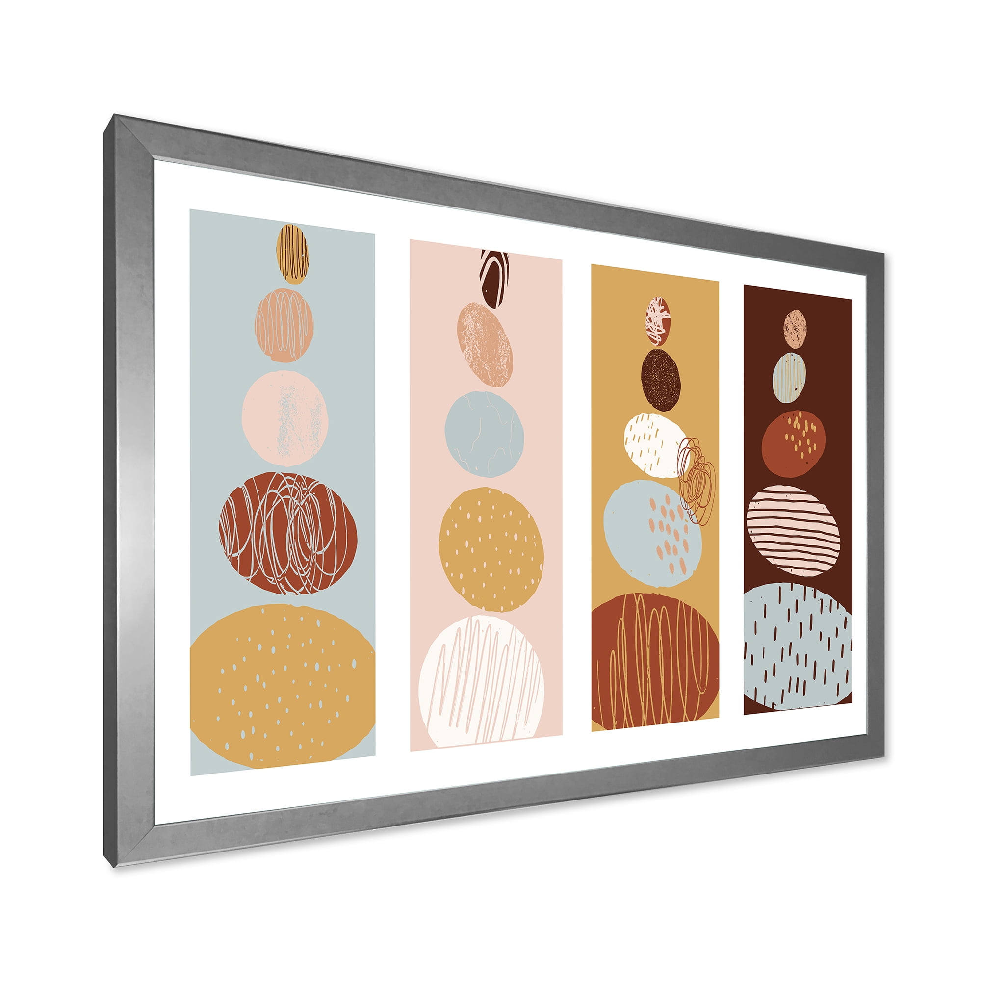Designart 'Compostion Minimalistic of Organic Shaped Pebbles' Modern Framed Art Print