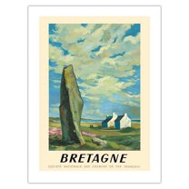 Brittany (Bretagne) - Northwest France - French National Railways (SNCF) - Vintage Railroad Travel Poster by Abel c.1947 - Fine Art Matte Paper Print (Unframed) 18x24in