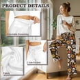 thumbnail image 6 of Psesaysky Skull Sunflower Print Wide Leg Women's Lounge Pants Lightweight High Waisted Flowy Yoga Elastic Casual Outfits Trousers with Pockets, Size S, 6 of 7