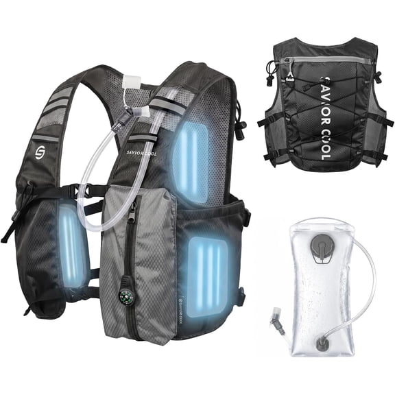Cooling Hydration Vest with 2L BPA-Free Water Bladder, Running Vest with 3 Removable Cooling Packs, Lightweight Outdoor Pack for Hot Weather, Hiking, Cycling, Training